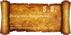 Burgreth Benignusz névjegykártya